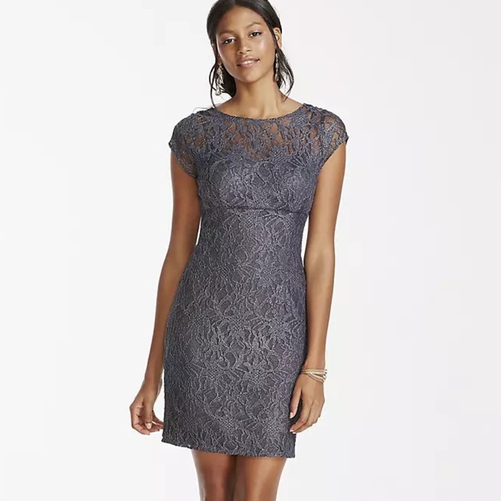 Women’s Lace Dress ADRIANNA PAPELL HAILEY Cap Sleeve Illusion Neckline Wedding